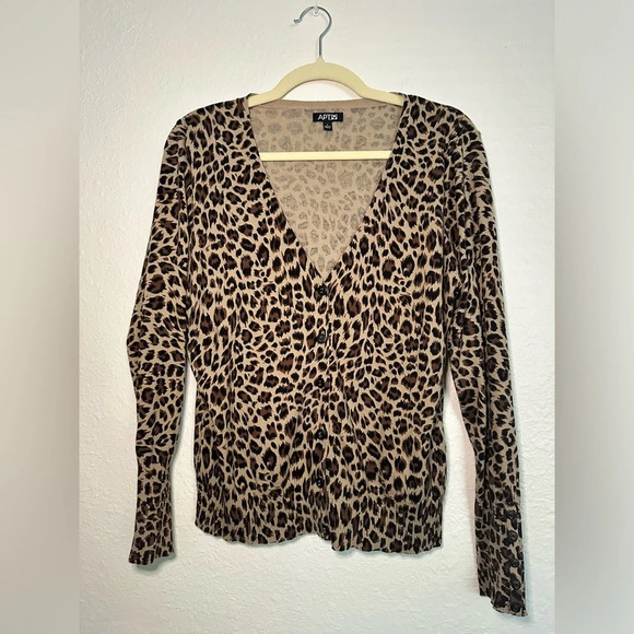 192. Apt. 9 Animal Print Sweater Top - Picture 2 of 12